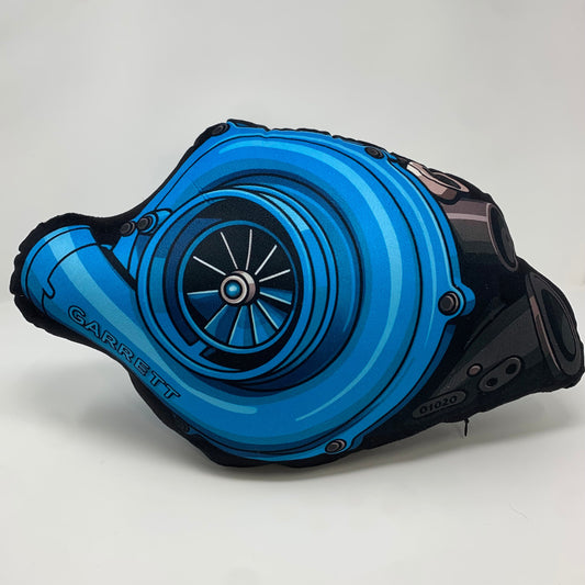 Garrett Turbocharger Plush Throw Pillow – Glacier Blue Turbo Housing Edition