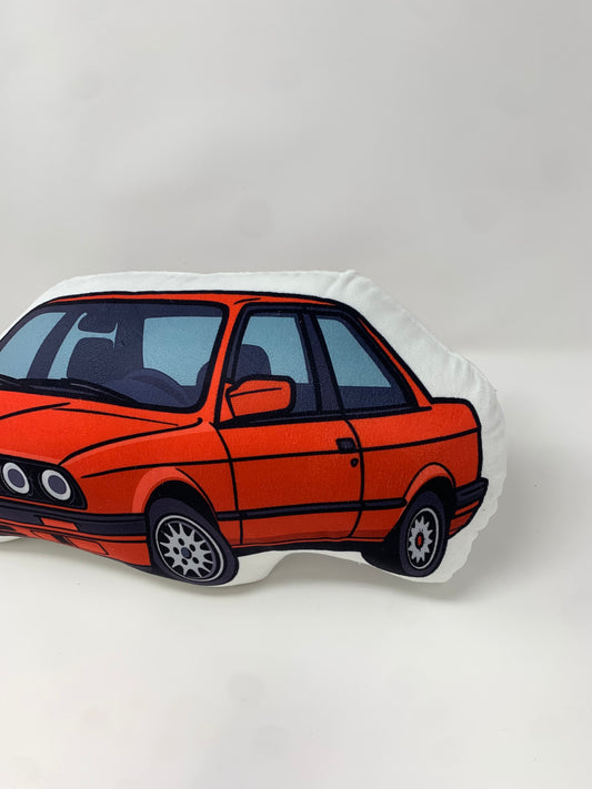 BMW E30 Plush Throw Pillow – Zinnoberrot Red Classic Edition
